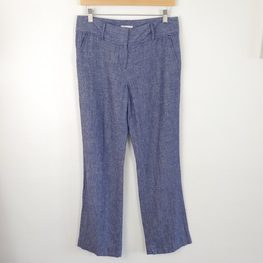 Loft Modern Fit Chambray Linen Blend Wide Leg Trousers size 2